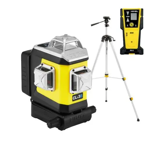 Laser 3-płaszczyznowy krzyżowy niebieski z funkcją precyzyjnego ustawiania kierunku wiązki Nivel System CLx3B + statyw SJJM1EX + odbiornik CLS5